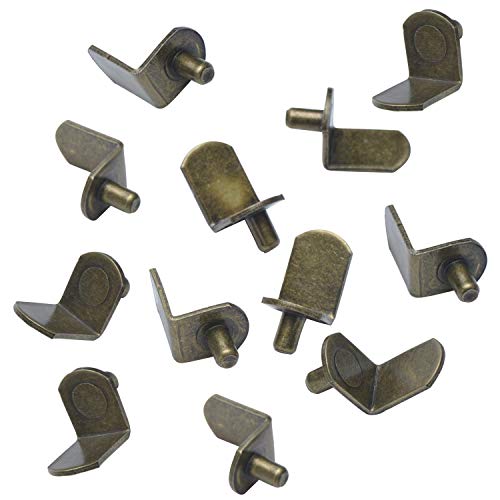 5Mm (25 Pack) Bracket Style Cabinet Shelf Support Pegs -"L" Clips For Kitchen & Bookcase - Antique Brass #TOP2
