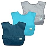 green sprouts Snap and Go Easy-wear Bibs for Baby & Toddler (3 pk) | Protection for Messy Eaters | Flipped Pocket, Easy Clean