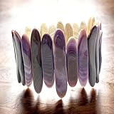 ABCGEMS Gem-Quality American Violet Wampum Quahog Shell Beads Bracelet (America's First Currency Year 1637-1673 - Rare Collectable Jewelry) Double-Drilled Free-Form Strong Elastic 7.25 Inches