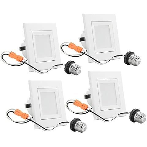 LB11328-4 (4-PACK) 12-Watt 4-Inch LED Square Recessed Retrofit Downlight, "High Output" (100W) 2700K Warm White, 1050 Lumens, Recessed Ceiling Light, Dimmable, ETL-Listed Cover