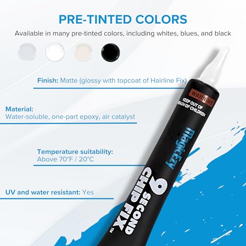 MagicEzy 9 Second Chip Fix (Snow White) | Marine Fiberglass Repair Kit - All in One |Ultra Strong Epoxy Filler for Fiberglass Boats | Fix Holes, Chips, Deep Cracks