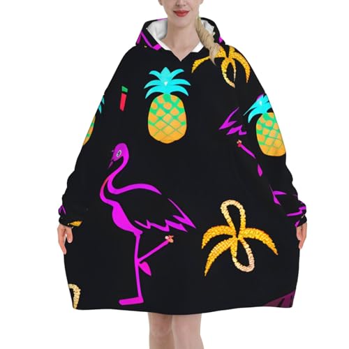 Couverture surdimensionnée imprimé ananas bananes flamants roses pour adulte