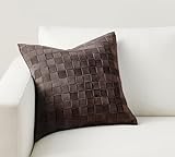 100 % echtes Lammleder Kissenbezug aus echtem Lammleder, luxuriöser Leder-Kissenbezug, modern, Boho-Stil, Bauernhaus-Dekoration, Schlafzimmer, Couch, Wohnzimmer, Schlafsofa, Korbgeflecht, 45,7 x 45,7 cm