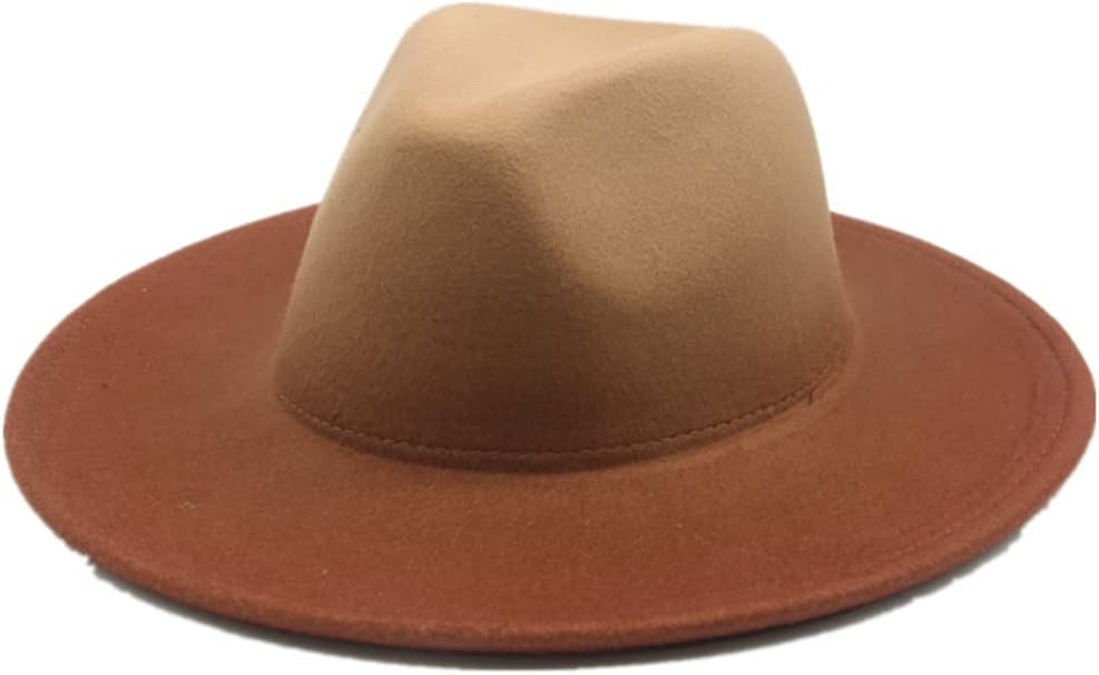 Women Fedoras Hat Felt Hat Wide Brim Gradient Color Panama Formal Jazz Caps Cowboy