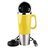 ANKOMINA 450ml Vacuum Insulated Stainless Steel Travel Mug Car Cup with Charger Car Boiling Mug Elec