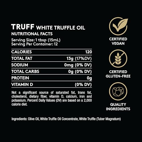 Image of TRUFF White Truffle Oil - White Truffle Infused Olive Oil - Gourmet Dressing, Seasoning, Marinade, or Drizzle, Non-GMO, Gluten-Free, 5.6 fl.oz