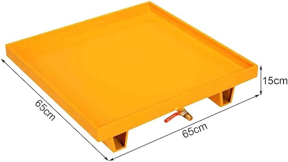 Oil Tank Spill Tray,Modular Spill Platform Metal Pallet Forklift Pallet Leak-Proof Pallet for Waste Oil Drums Waste Secondary Container(Yellow 65x65x15cm)