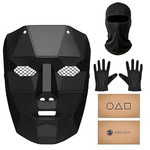 Balinco Game Kostüm-Set für Erwachsene & Jugendliche – Enthält Boss Maske, Sturmhaube, schwarze Handschuhe & Spielkarte für Halloween, Fasching, Karneval, Mardi Gras & Mottopartys