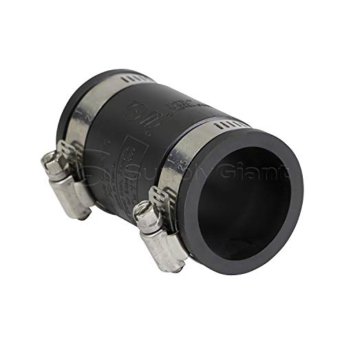 Supply Giant 6I45 Flexible Pvc Coupling With Stainless Steel Clamps, 1-1/4", Black #TOP2