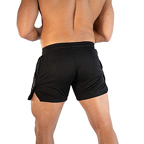Ceht Mens Athletic Shorts Quick Dry Bodybuilding Mens Workout Shorts Gym Shorts For Men With Pockets Black #TOP2