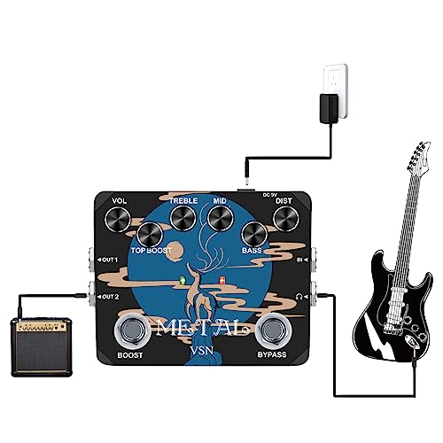 VSN Heavy Metal Muff Top Boost Distortion Guitar Effect Pedal With 80s & 90s Metal Sounds Ture Bypass & Earphone Useable Output LTL-03 … - Thumbnail 5