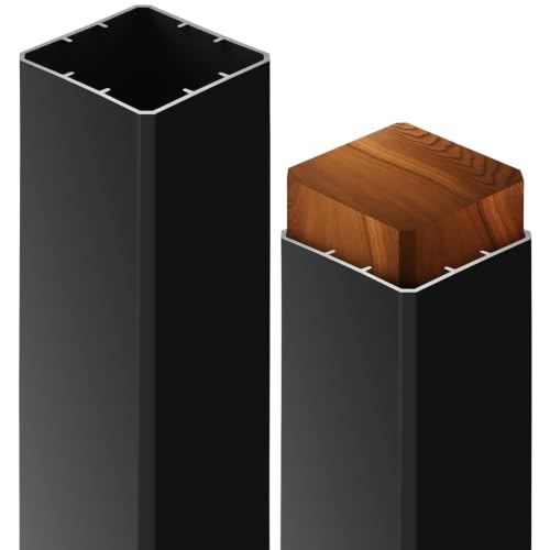CroBlissful 2 Pcs 4 x 4 x 39" Vinyl Post Wrap Cover, PVC Black Column Sleeve Weatherproof Kit for Porch Posts, Deck, Fence, and Mailbox, Easy Installation Outdoor Post Protectors Wrap