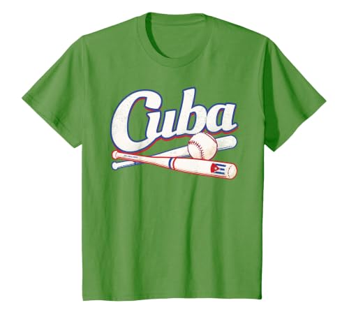 Cuba Shirt Baseball Cuban Flag T-Shirt, Youth, Grass Green, 2T