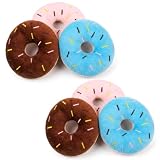 guduling 6 Pcs Donut Dog Toy,3 Colors Squeaky,Dog Donut Toy for Puppies & Small Dogs, Polyester Chew Toys with Sound (Pink, Blue, Brown, 4.13 x 3.74 x 1.18 in)