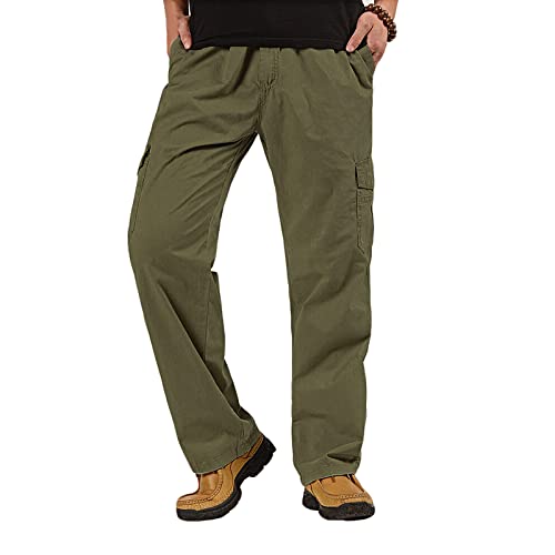 Wzikai Mens Cargo Pants Elastic Waist Joggers For Men Workout Sweatpants Casual Long Trousers Army Green M #TOP3