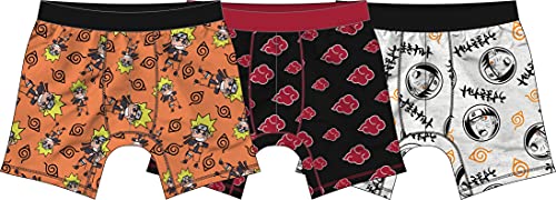 Bioworld Naruto Anime Cartoon Mens Underwear Boxer Briefs 3pk Set