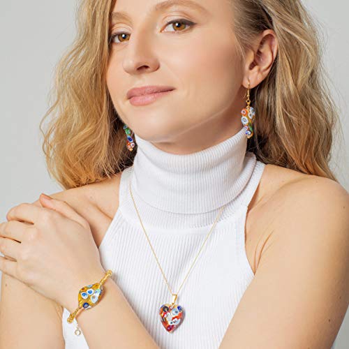 Glassofvenice Murano Glass Heart Pendant - Klimt #TOP4