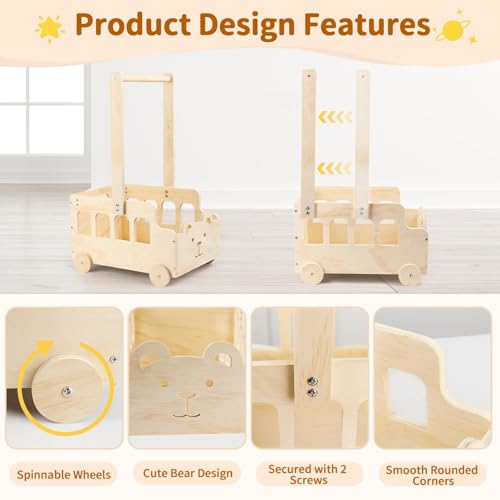 Small Wooden Baby Shower Crate Closet with Wheels & Handle, Baby Shower Basket with Hanger Rack, Personalized Gifts with Announcement Sign & Vine & Stickers, Easy Assembly Wooden Crate Box - Thumbnail 4