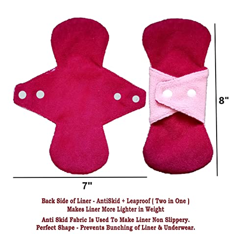 Manvicare Reusable Sanitary Cloth Pads Pantyliners/Panty Liners With Wings for Women - Size 200mm - 6 Pantyliners - Image 2