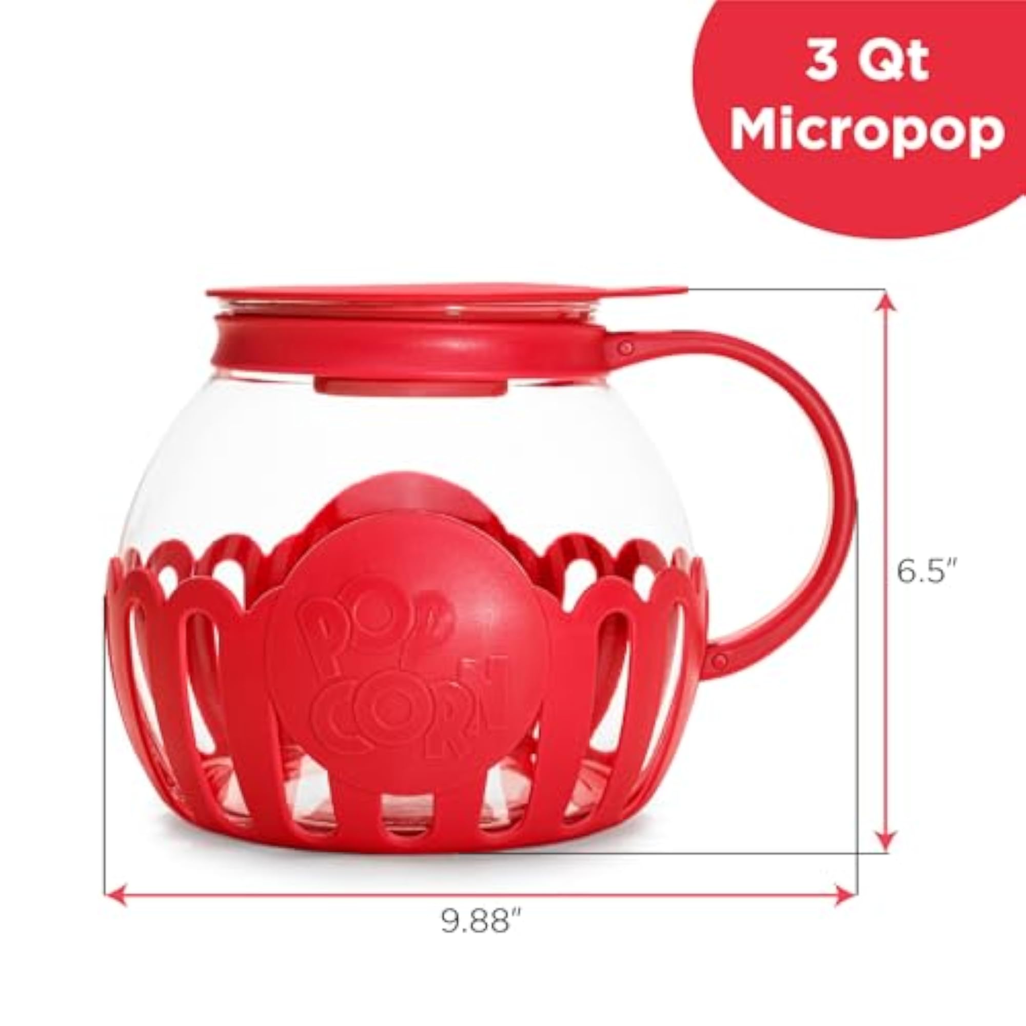 3QT Micro-Pop Microwave Popcorn Popper with Multi-Purpose Lid