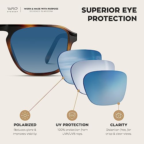 Wmp Eyewear - Modern One Bridge Square Men Retro Polarized Aviator Sunglasses (Tortoise Brown/Blue Gradient Lens) #TOP2