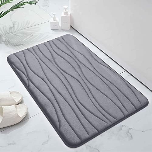 smiry Memory Foam Bath Mat Set, Pack of 2, Non-Slip Soft Bathroom Mats and Super Absorbent Machine-Washable U-Shaped Toilet Pedestal Mat Bathroom Mat Sets 2 Piece, 50 x 80 cm + 50 x 60 cm, Black