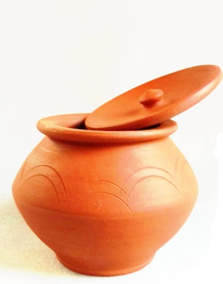 Salem Pottery Shop Ancient Classic Handmade Natural Terracotta Organic Clay Curd Pot with lid for Curd Storage (500 Ml_Brown)