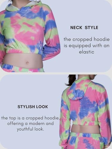 Image of GRECIILOOKS Co-ord Set for Women Stylish | Crop Top Fit Lycra Winter Hoodie set | Woolen Sweatshirts & Hoodies & T-Shirt For Girl | Printed Drawstring Trouser Clothes Hoodie with Pocket