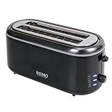 ROMO. Tostadora de Pan 2 Ranuras Extra Largas. 1300W, 7 Niveles de Tostado, 3 Funciones: Stop, Calentar y Descongela