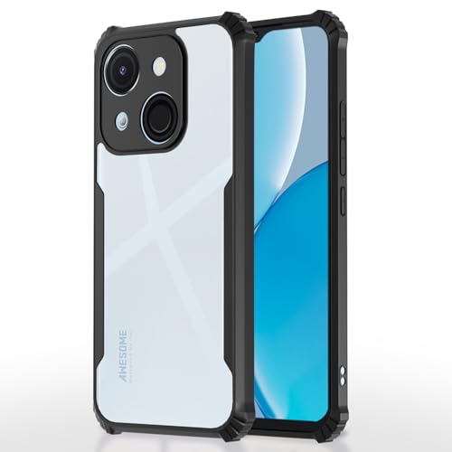 Image of Pikkme Crystal Clear Transparent Back Cover | Ultra Hyrbid | Full Camera Protection | Raised Edge | Bumper Case for itel A50C (Black)
