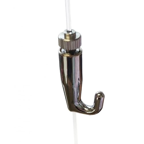 40KG Heavy Duty Picture Hanging Captain Self Locking Cable Sliding Hook Art Gallery Systems for Perlon Cords Steel Cables Wires 1.5mm and 2mm