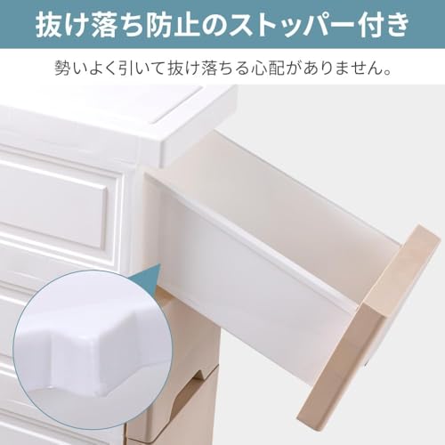 iimono117 隙間収納 (15㎝/18㎝) キャスター付き 引き出し 5段 スリムストッカー ワゴン すき間 プラスチック 隠す収納 デッドスペース すき間 活用 (マルチ, 幅18cm) [4]