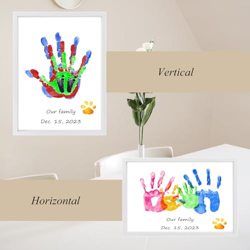 image for Aulin Family Handprint Kit, DIY Craft Keepsake White Wooden Frame, Cle