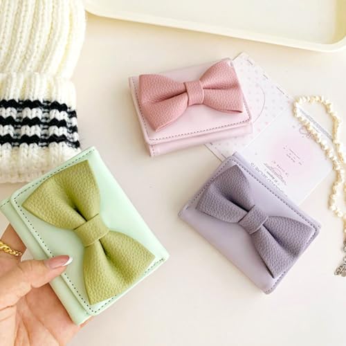 Womens Wallet with Card Holder Coin Purse Stylish Change Purse Sweet Bows Short Purse PU Leather Wallet for Trave3