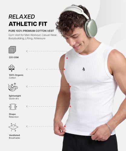 Image of ZENSHARK Sleeveless T Shirt for Men | 100% Organic Cotton Gym Vest 220 GSM | Tank Top Sando Innerwear | Soft, Skin Friendly, Breathable