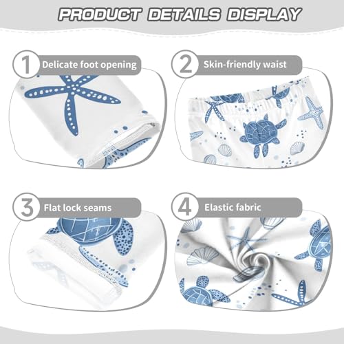 Turtles Girls' Leggings Toddler Doodles Starfish Shells Kids Yoga Pants Dance Active Tights 4T3