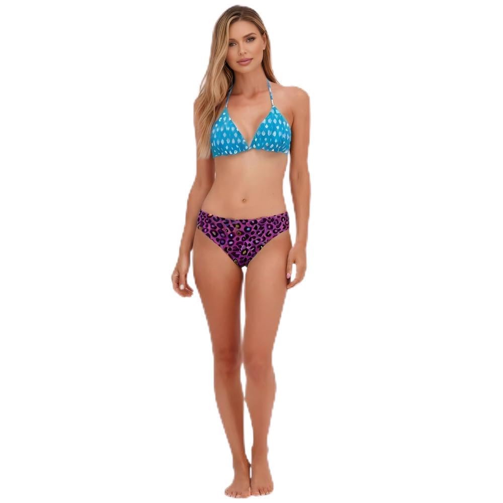 Womens Mid Rise Leopard Print Bikini Bottom | Stretch Swimwear Brief | Quick Dry Beach Bikini Panty | Tropical Resort Swimwear | (Pack of 1) | Wild Orchid Purple-image-9