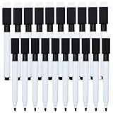 Autoau Rotuladores Pizarra Blanca 20 Pcs Marcadores Rotulador Pizarra Blanca con Borrador, Boli Negro Para Hogar Escuela u Oficina(11.3 * 1cm)