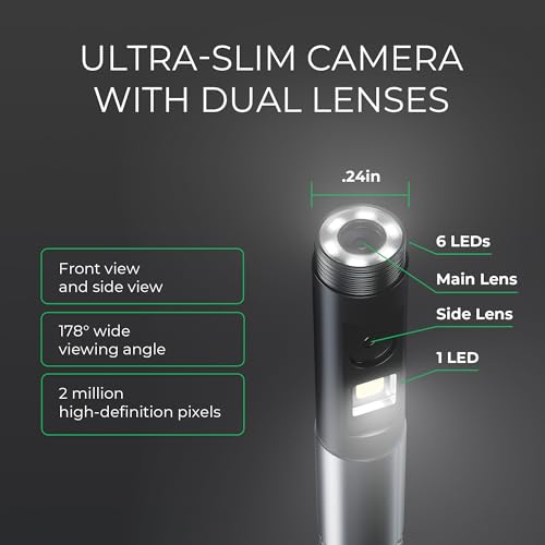 Two-Way Articulating Borescope, Dual Lens Inspection Camera with Light, 6mm Lens Snake Camera for Mechanic Inspections, and Plumbing, .24in Borescope Automotive, Industrial Endoscope, 5ft by Level Up Auto - Image 4