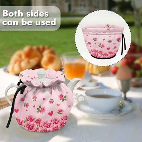 Image of Valentine Teapot Cozy for Teapot Heart Tea Pots Cozy for Keeping Warm Portable Easy to Clean Coffee Pot Cozy Polyester for Hotel Thicken Kettle Dust Cover for Kitchen