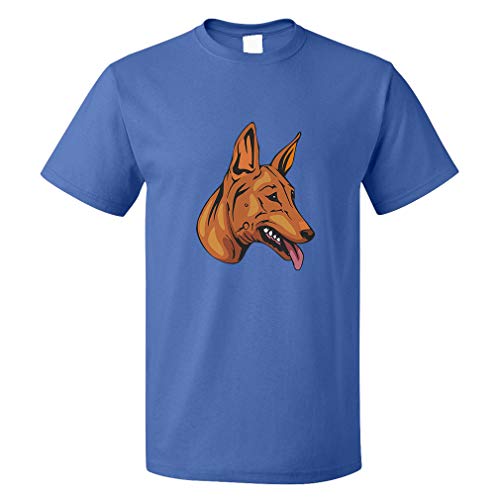 Custom Funny Graphic T Shirts for Men Pharaoh Hound Head Cotton Top Royal Blue Design Only X Large