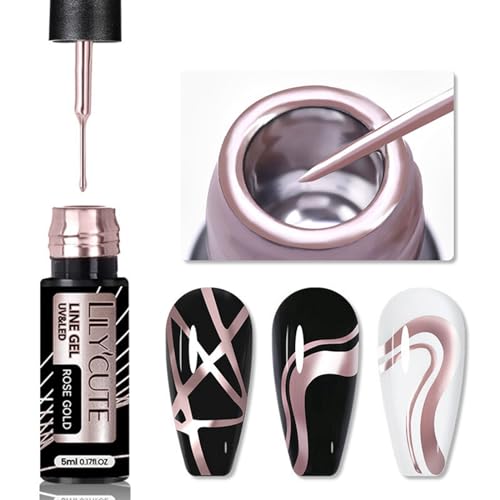MrCuvaryas Rosa Gel Nagellack Liner Nail Art, Metallisch Glitzer UV Nagellack, Gelnägel Farben For French Fineliner, Farbe Gel Polish für Nageldesign Frauen Home DIY Maniküre Geschenke (Rosa, S-5ml)