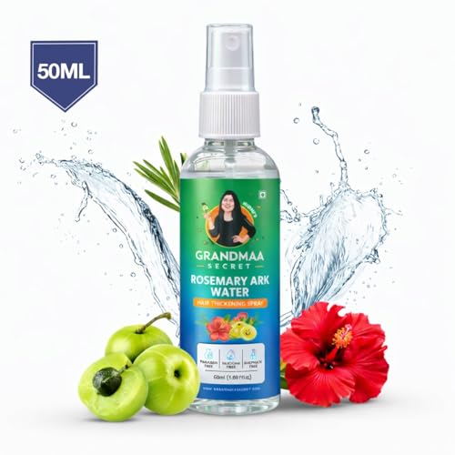 Image of NIDHI'S GRANDMAA SECRET Rosemary Water Ark | Hair Thickening Mist, Natural Rosemary Water Spray for Thick Hair | Pure Distillate | Suitable for All Hair Types | 50 mL