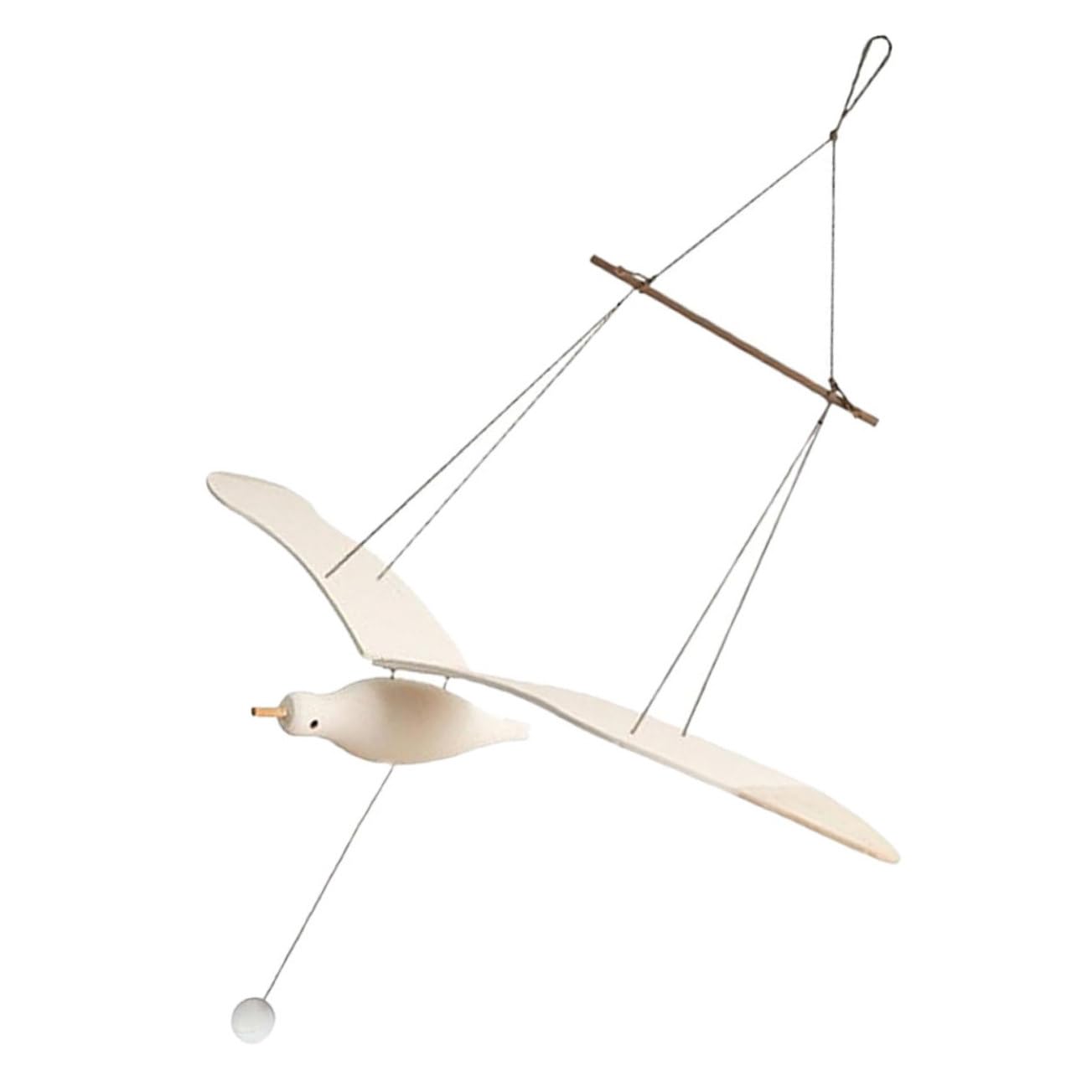 Decorazione da Appendere per Uccelli in Legno Bianco Corda di Canapa, Design Unico e Finitura Accurata, per Soggiorno e Celebrazioni in Casa