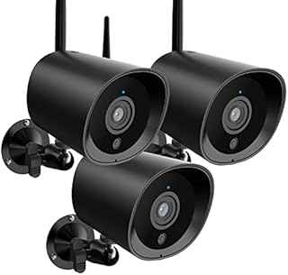 2022 Update 2K WiFi Alexa Camera for Home Security, Outdoor/Indoor Wireless Camera, with Safety Cloud, Night Vision, AI Detection, Waterproof, Google Assistant Compatible （3pack）