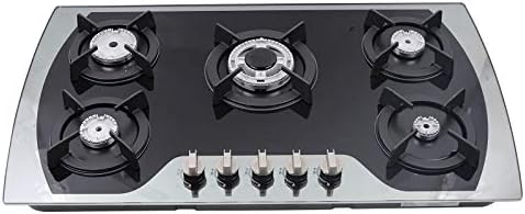 36" Gas Cooktop, Portable Gas Stove with 5 Sealed Burners, Auto Ignition Double Burner, NG/LPG Convertible Stainless Steel, Gas Stove Top for Apartments,Kichen - X-Shaped Grate…