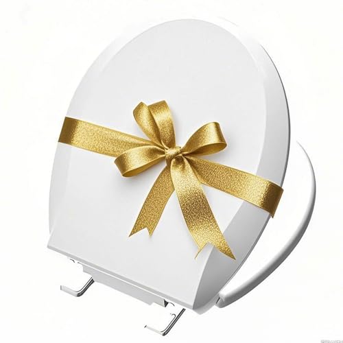 Image of Toilet Seat Round 16.5 Inch, Quick Release & Soft Close, Anti-Slip Never Loosen, Easy Clean, White, PP Material