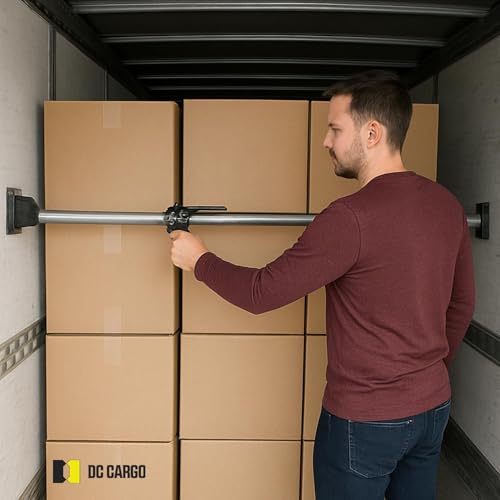 Image of DC Cargo Mall Heavy-Duty Adjustable Load Lock Bars for Trailers - Pack of 2 - Truck Cargo Bars - Load Bars for Enclosed Vans and Reefers - 89-104 Inches Long Steel Ratcheting Cargo Bar