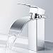 Produktbild Wasserhahn Wasserfall Bad, Derpras Waschtischarmatur für Bad, Einhandmischer Armatur, Keramikventil, Kaltes und Heißes Wasser Vorhanden, Verchromung, Moderner Stil