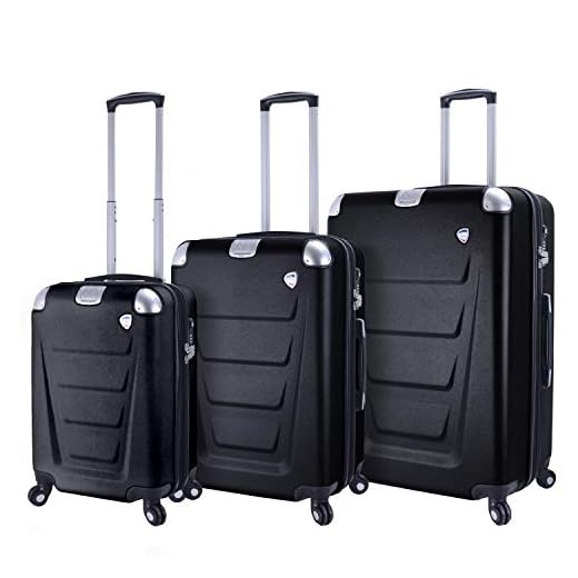 Mia Toro Italy Accadia Hardside Spinner Luggage 3 Piece Set, Black, One Size
